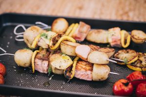 potato skewers grilled on bbq