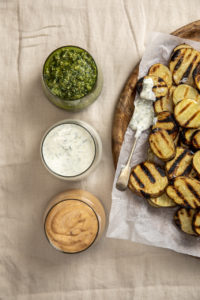 BBQ Potatoes with three dressings 