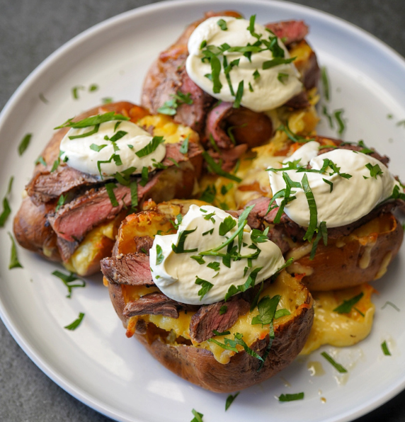 steak loaded smoked potatoes